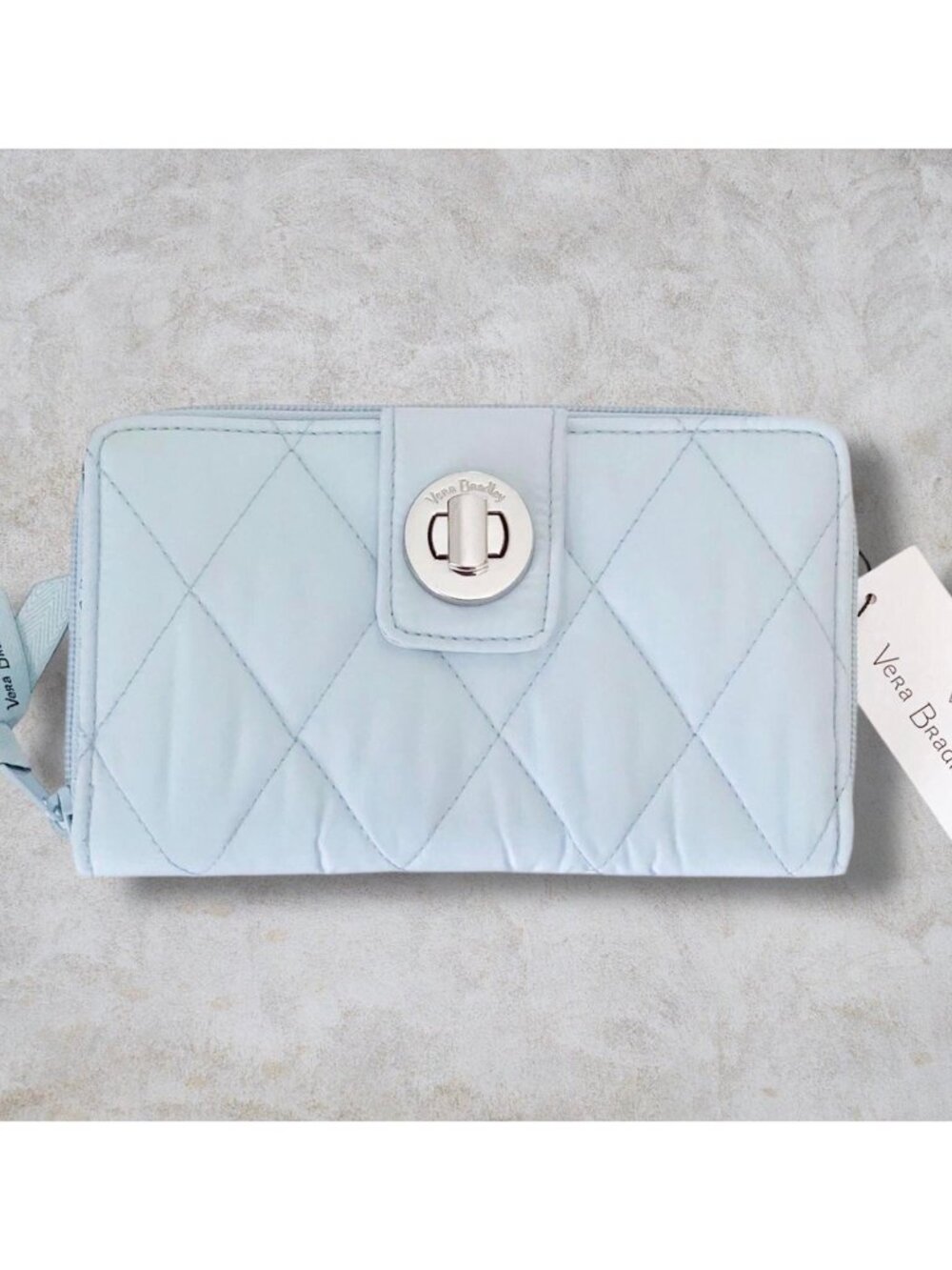 Vera Bradley Ultralight RFID Turnlock Wallet Sea Salt Blue